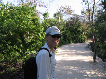 Ruth on the path to the Mayan ruin in Tulum Ruth on the path to the Mayan ruin in Tulum