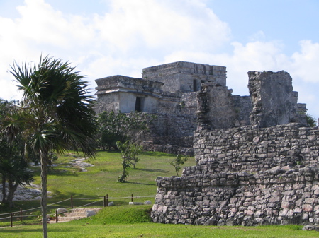 View of castille at Tulum ruins View of castille at Tulum ruins