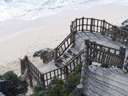 Stairway to the beach at Tulum ruins (not historic) Stairway to the beach at Tulum ruins (not historic)