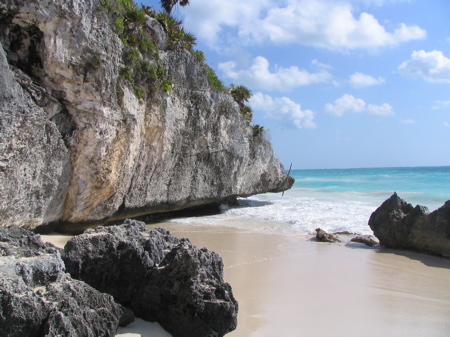 Beach at Tulum ruins looking north Beach at Tulum ruins looking north