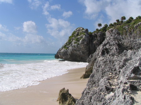 Beach at Tulum ruins looking south Beach at Tulum ruins looking south