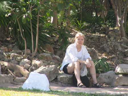 Ruth taking a break at Tulum ruins Ruth taking a break at Tulum ruins